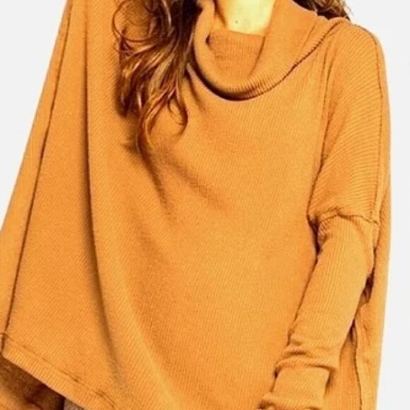 Cowl Neck Dolman Sleeve Sweater in Gold - Picture 1 of 10